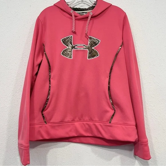 Under Armour Womens Pink and Green Long Sleeve Hoodie Size XL - Picture 1 of 5